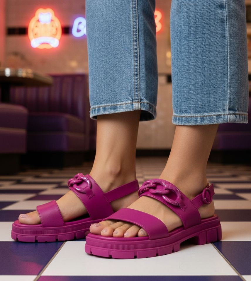 Sandalias con detalles de cadena Moleca- Turim