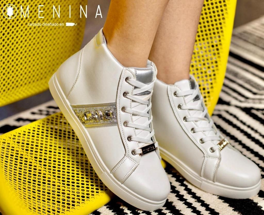 Menina Botas Blanca con brillo y piedras Brooklyn